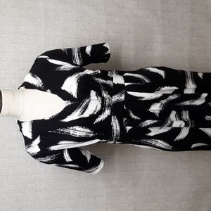 Chico's Pleated Short Sleeve Black and White Dress